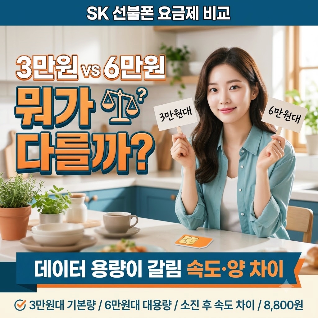 SK 선불폰 요금제 가격 차이